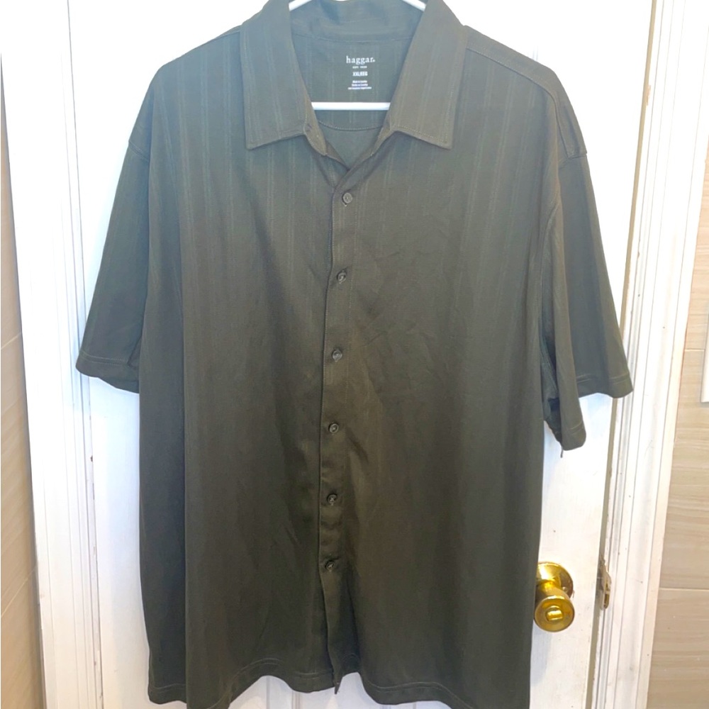 NWOT Haggar green short sleeve casual button down XXL
